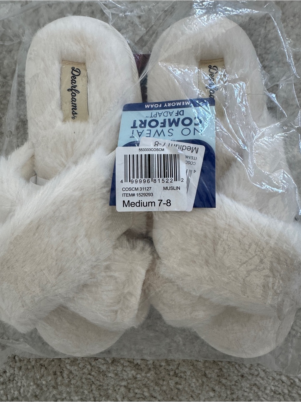 Dearfoams Women's Slippers, Cream, Size: M (7-8) Available - NWT